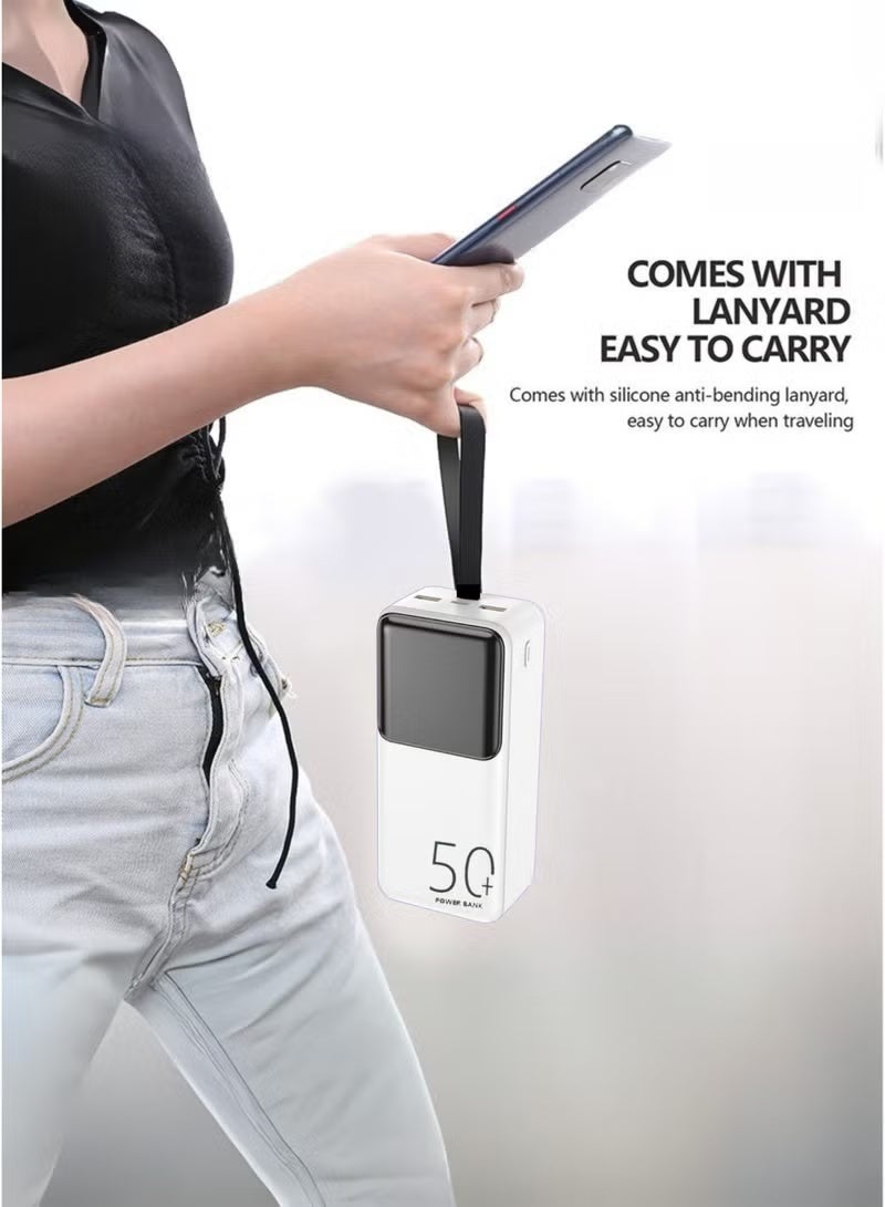 ELTRAZONE 50000mAh Power Bank with 22.5W Fast Charging | 2 USB Ports & Type-C PD | High-Capacity Portable Charger for iPhone, Samsung, iPad & More | Outdoor & Home Use – White - Image 4